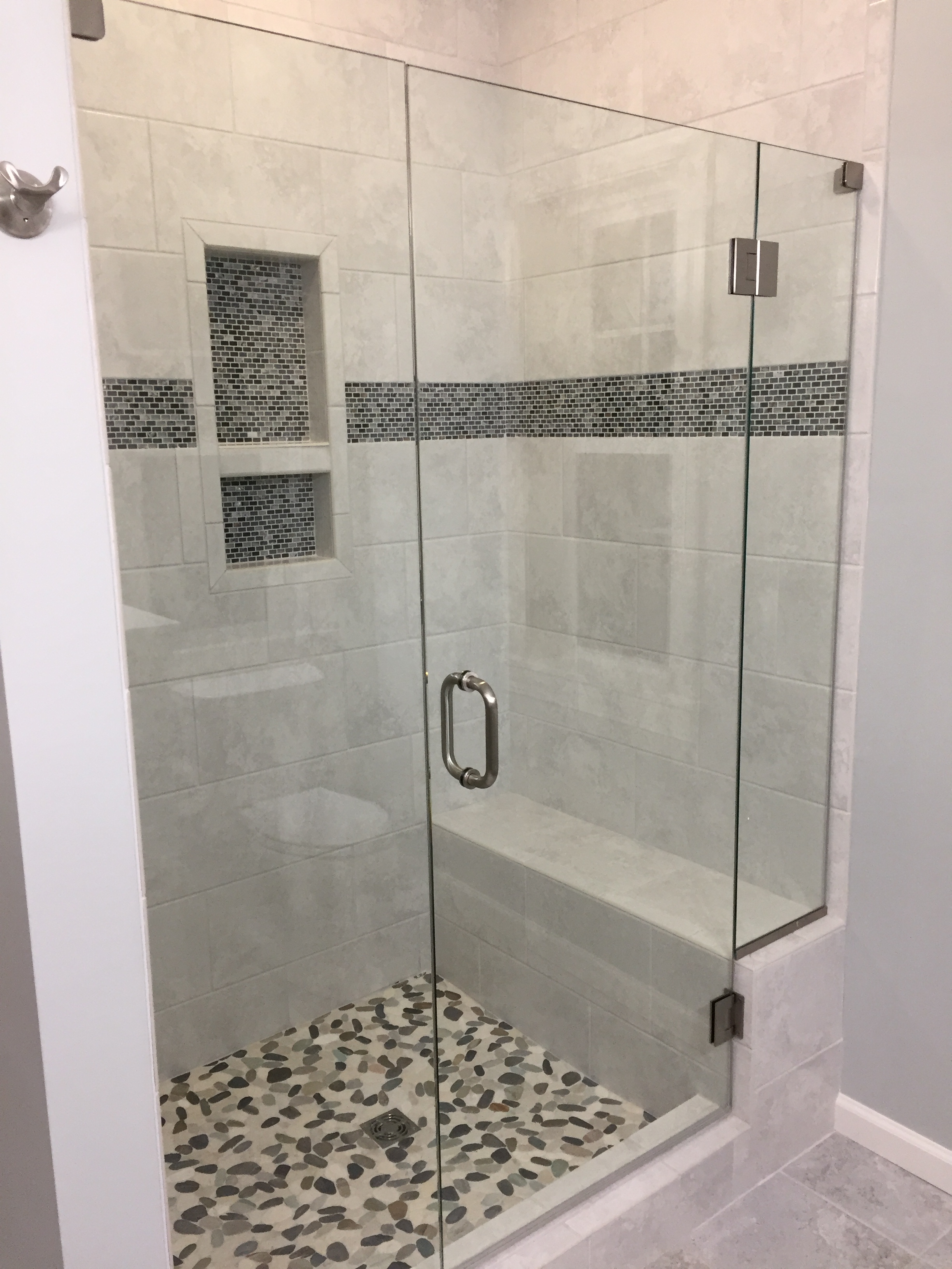 Shower with glass doors