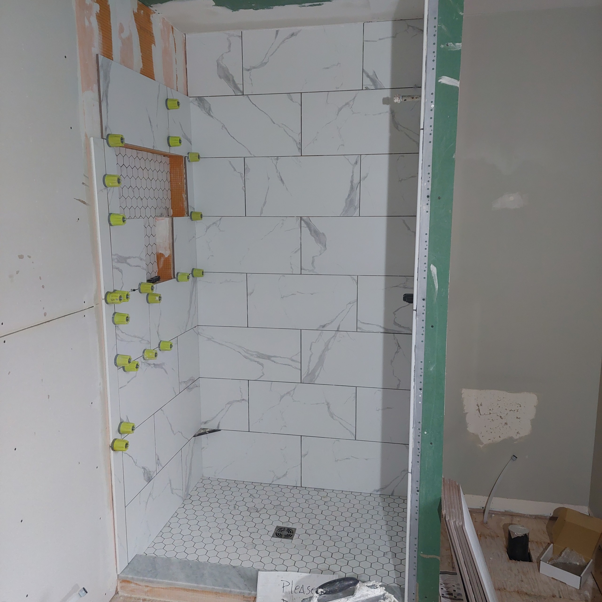 Shower Tile in Progress